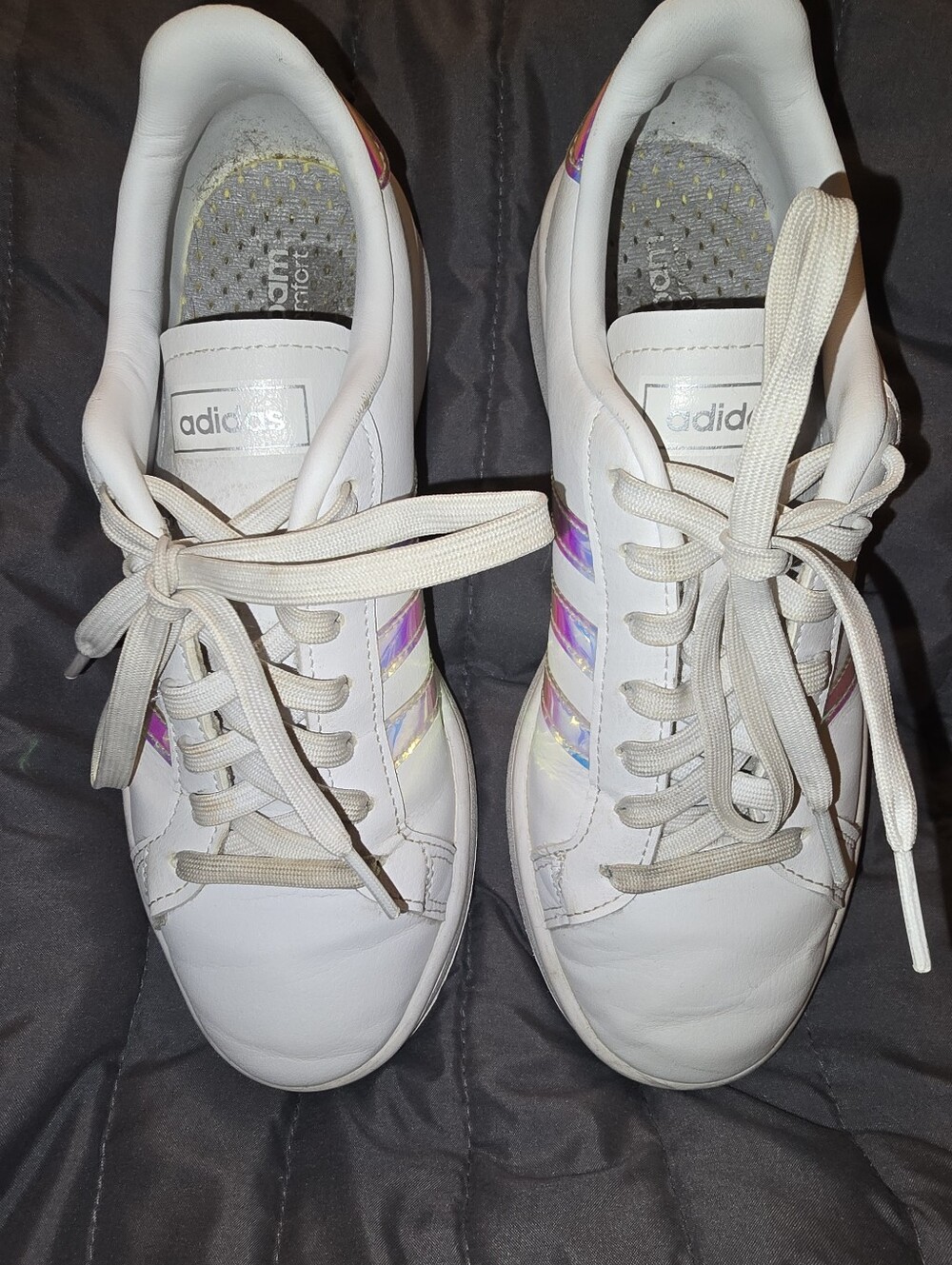 Adidas Grand Court White Iridescent Holographic Sneakers